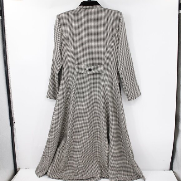 Vintage John Roberts dress womens 10 Houndstooth Velvet trim Button front maxi - Picture 8 of 14